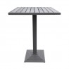 Armen Living Marina Outdoor Grey Patio Bar Table in Grey Powder Coated Finish and Grey Wood Top Front