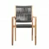 Madsen Outdoor Patio Charcoal Rope Arm Chair in Natural Acacia - Front - Madsen Outdoor Patio Charcoal Rope Arm Chair in Natural Acacia - Front