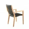 Madsen Outdoor Patio Charcoal Rope Arm Chair in Natural Acacia - Back Angle - Madsen Outdoor Patio Charcoal Rope Arm Chair in Natural Acacia - Back Angle