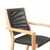Madsen Outdoor Patio Charcoal Rope Arm Chair in Natural Acacia - Close-Up