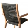 Madsen Outdoor Patio Charcoal Rope Arm Chair in Natural Acacia - Back Close-Up