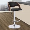 Armen Living Malibu Swivel Barstool In Black Faux Leather With Dark Oak Wood Finish