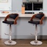  Malibu Swivel Barstool In Black PU/ Walnut Veneer and Chrome Base