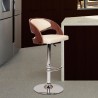 Malibu Swivel Barstool In Cream PU/ Walnut Veneer and Chrome Base