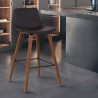 Armen Living Maddie Contemporary Barstool in Walnut Wood Finish and Brown Faux Leather