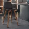 Armen Living Maddie Contemporary Barstool in Walnut Wood Finish and Brown Faux Leather - Armen Living Maddie Contemporary Barstool in Walnut Wood Finish and Brown Faux Leather
