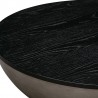 Armen Living Melody Round Coffee Table in Concrete and Black Brushed Oak Wood Half