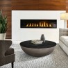 Armen Living Melody Round Coffee Table in Concrete and Black Brushed Oak Wood