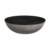 Armen Living Melody Round Coffee Table in Concrete and Black Brushed Oak Wood Front