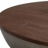 Armen Living Melody Round Coffee Table in Concrete and Brown Brushed Oak Wood Half