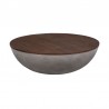 Armen Living Melody Round Coffee Table in Concrete and Brown Brushed Oak Wood Front