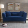 Armen Melange Gray/Blue Velvet Loveseat With Black Wood Base 