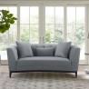 Armen Melange Gray/Blue Velvet Loveseat With Black Wood Base  01