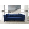 Armen Living Melange Blue Velvet Sofa with Black Wood Base