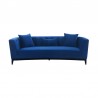 Armen Living Melange Blue Velvet Sofa with Black Wood Base Front