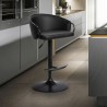 Armen Living Montego Adjustable Black Faux Leather Swivel Barstool In Black Powder Coated Finish