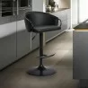 Armen Living Montego Adjustable Black Faux Leather Swivel Barstool In Black Powder Coated Finish - Armen Living Montego Adjustable Black Faux Leather Swivel Barstool In Black Powder Coated Finish