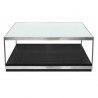 Manchester Contemporary Coffee Table with Polished Stainless Steel and Glass Top