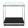 Manchester Contemporary End Table with Polished Stainless Steel and Glass Top - White BG