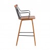 Armen Living Micah Walnut And Metal Modern 26" Counter Height Bar Stool In Black Powder Coated Footrest/Back 004