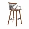 Armen Living Micah Walnut And Metal Modern 26" Counter Height Bar Stool In Black Powder Coated Footrest/Back 003 - Armen Living Micah Walnut And Metal Modern 26" Counter Height Bar Stool In Black Powder Coated Footrest/Back 003