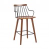 Armen Living Micah Walnut And Metal Modern 26" Counter Height Bar Stool In Black Powder Coated Footrest/Back 001