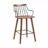 Armen Living Micah Walnut And Metal Modern 26" Counter Height Bar Stool In Black Powder Coated Footrest/Back 001 - Armen Living Micah Walnut And Metal Modern 26" Counter Height Bar Stool In Black Powder Coated Footrest/Back 001