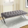 Armen Living Milo Bench In Brushed Stainless Steel finish With Gray Fabric