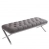 Milo Bench in Brushed Stainless Steel finish with Grey Fabric - Angled