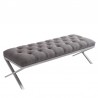 Armen Living Milo Bench In Brushed Stainless Steel finish With Gray Fabric 002