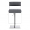 Michele Swivel Adjustable Height Grey Faux Leather and Brushed Stainless Steel Bar Stool 003