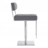 Michele Swivel Adjustable Height Grey Faux Leather and Brushed Stainless Steel Bar Stool 004