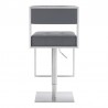 Michele Swivel Adjustable Height Grey Faux Leather and Brushed Stainless Steel Bar Stool 005
