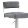 Michele Swivel Adjustable Height Grey Faux Leather and Brushed Stainless Steel Bar Stool 006