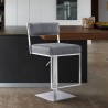 Michele Swivel Adjustable Height Grey Faux Leather and Brushed Stainless Steel Bar Stool