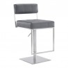 Michele Swivel Adjustable Height Grey Faux Leather and Brushed Stainless Steel Bar Stool 001