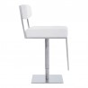 Michele Swivel Adjustable Height White Faux Leather and Brushed Stainless Steel Bar Stool 003