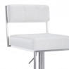 Michele Swivel Adjustable Height White Faux Leather and Brushed Stainless Steel Bar Stool 005