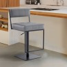 Armen Living Michele Contemporary Swivel Barstool In Matte Black Finish And Gray Faux Leather