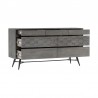 Armen Living Makena 6 Drawer Dresser in Grey Acacia Wood Front Open View