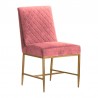 Armen Living Memphis Pink Velvet and Antique Brass Accent Dining Chair Side