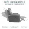 Armen Living Montague Dual Power Headrest and Lumbar Support Recliner Chair in Genuine Brown Leather Front Half