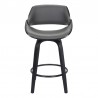 Armen Living Mona Contemporary Counter Height Swivel Barstool In Black Brush Wood Finish And Gray Faux Leather  002