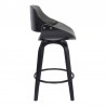 Armen Living Mona Contemporary Counter Height Swivel Barstool In Black Brush Wood Finish And Gray Faux Leather  003