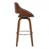 Armen Living Mona Contemporary Counter Height Swivel Barstool In Walnut Wood Finish And Gray Faux Leather  003