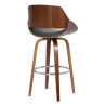 Armen Living Mona Contemporary Counter Height Swivel Barstool In Walnut Wood Finish And Gray Faux Leather  005