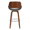 Armen Living Mona Contemporary Counter Height Swivel Barstool In Walnut Wood Finish And Gray Faux Leather  004