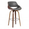 Armen Living Mona Contemporary Counter Height Swivel Barstool In Walnut Wood Finish And Gray Faux Leather  001