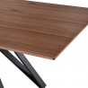 Modena Contemporary Dining Table in Matte Black Finish and Walnut Wood Top - Table Close-Up