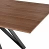 Modena Contemporary Dining Table in Matte Black Finish and Walnut Wood Top - Table Close-Up - Modena Contemporary Dining Table in Matte Black Finish and Walnut Wood Top - Table Close-Up